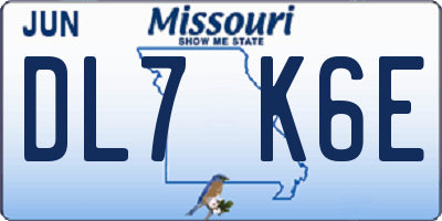 MO license plate DL7K6E
