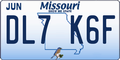 MO license plate DL7K6F