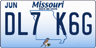 MO license plate DL7K6G