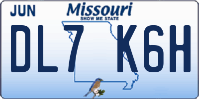 MO license plate DL7K6H