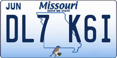 MO license plate DL7K6I