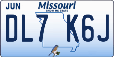 MO license plate DL7K6J