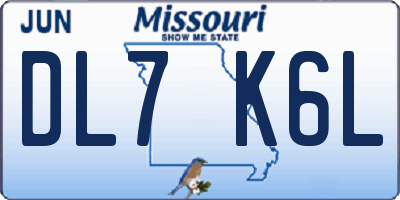 MO license plate DL7K6L
