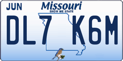 MO license plate DL7K6M