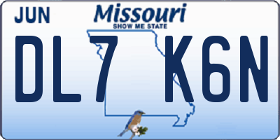 MO license plate DL7K6N