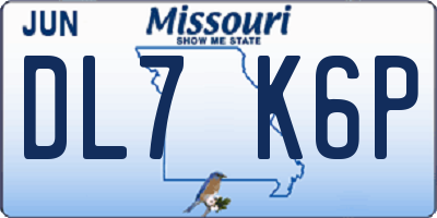 MO license plate DL7K6P