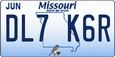 MO license plate DL7K6R