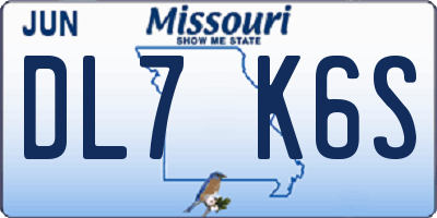 MO license plate DL7K6S