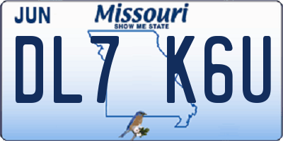 MO license plate DL7K6U