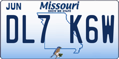 MO license plate DL7K6W