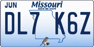 MO license plate DL7K6Z