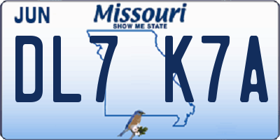 MO license plate DL7K7A