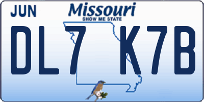 MO license plate DL7K7B