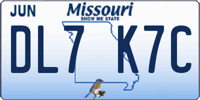 MO license plate DL7K7C