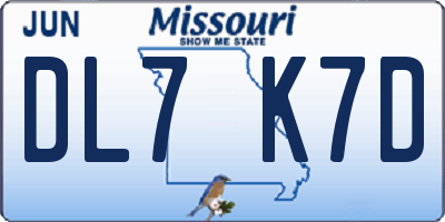 MO license plate DL7K7D