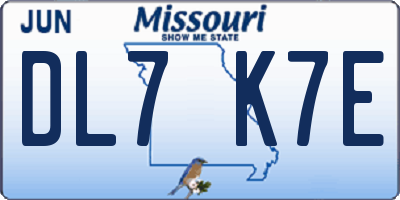 MO license plate DL7K7E