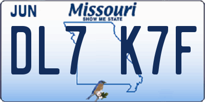 MO license plate DL7K7F
