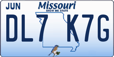 MO license plate DL7K7G
