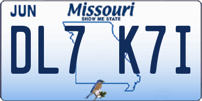 MO license plate DL7K7I