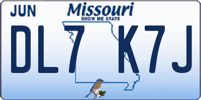MO license plate DL7K7J