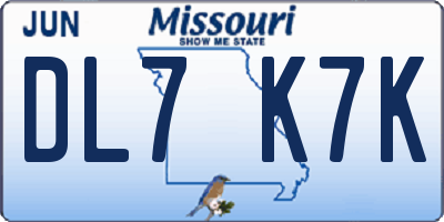MO license plate DL7K7K