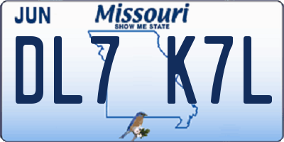 MO license plate DL7K7L