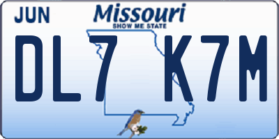 MO license plate DL7K7M