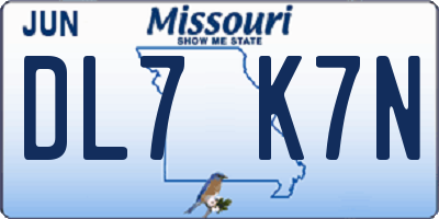 MO license plate DL7K7N