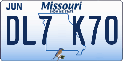 MO license plate DL7K7O