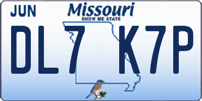 MO license plate DL7K7P