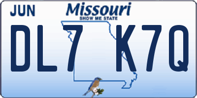 MO license plate DL7K7Q