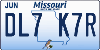 MO license plate DL7K7R
