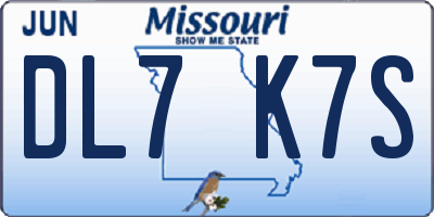 MO license plate DL7K7S