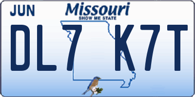 MO license plate DL7K7T
