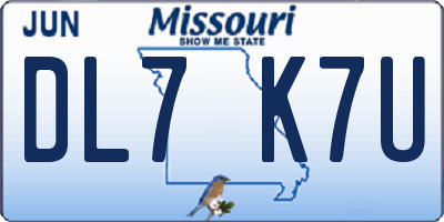 MO license plate DL7K7U