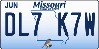 MO license plate DL7K7W