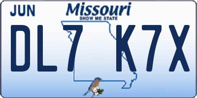 MO license plate DL7K7X