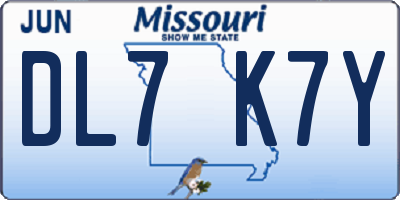 MO license plate DL7K7Y