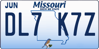 MO license plate DL7K7Z