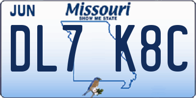 MO license plate DL7K8C