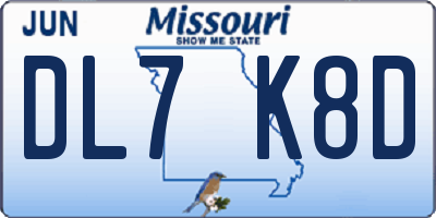 MO license plate DL7K8D
