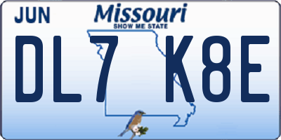 MO license plate DL7K8E