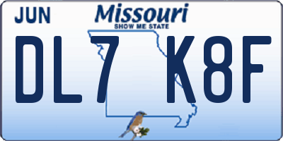 MO license plate DL7K8F