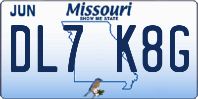 MO license plate DL7K8G