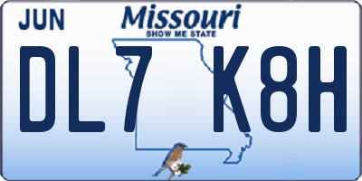 MO license plate DL7K8H