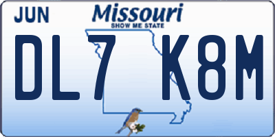 MO license plate DL7K8M