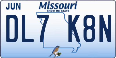 MO license plate DL7K8N