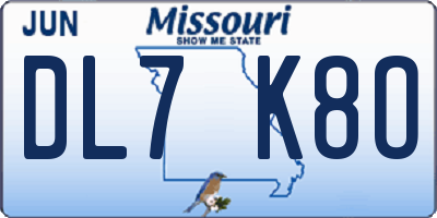 MO license plate DL7K8O