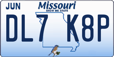 MO license plate DL7K8P