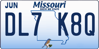 MO license plate DL7K8Q